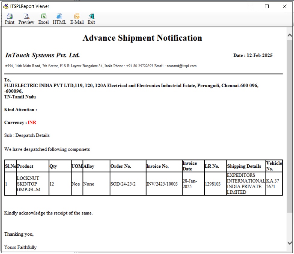 12. Advanced Shipment Notification | IcSoft ERP and MES Wiki Site
